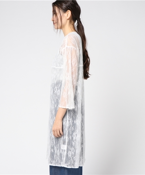 VENCEEXCHANGE（ヴァンスエクスチェンジ）の「レースチュールガウン                     （カーディガン/ボレロ・レディース・ブラック/ホワイト・MEDIUM）」の4枚目の写真