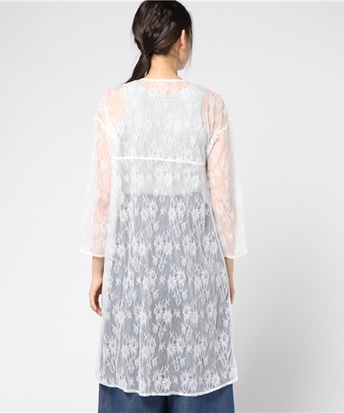 VENCEEXCHANGE（ヴァンスエクスチェンジ）の「レースチュールガウン                     （カーディガン/ボレロ・レディース・ブラック/ホワイト・MEDIUM）」の5枚目の写真