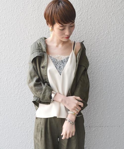 Prefer SHIPS（プリファーシップス）の「Prefer SHIPS: レースサテンキャミ◇（キャミソール・レディース・ブラック/ナチュラル・ONE SIZE）」の2枚目の写真