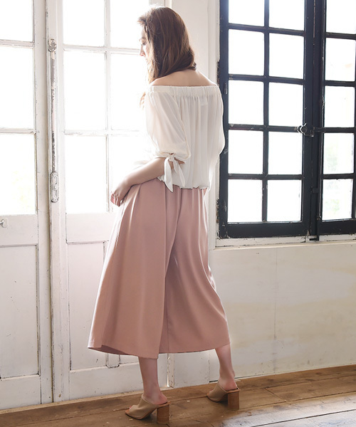 Luz Llena (philter)（ラズレナ　フィルター）の「フロントタック・フレアワイドパンツ（その他パンツ・レディース・ネイビー/オフホワイト/スモークピンク・MEDIUM）」の13枚目の写真