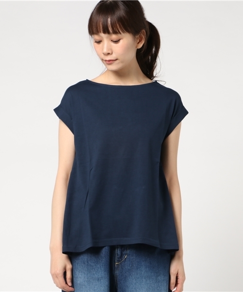 Honeys（ハニーズ）の「オーガニックコットン フレンチ袖ＡラインＴシャツ（Tシャツ/カットソー・レディース・ネイビー/オフホワイト/ブラック/グリーン/オレンジ/杢グレー/イエロー・S/M/LL/L）」の14枚目の写真