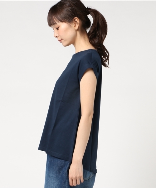 Honeys（ハニーズ）の「オーガニックコットン フレンチ袖ＡラインＴシャツ（Tシャツ/カットソー・レディース・ネイビー/オフホワイト/ブラック/グリーン/オレンジ/杢グレー/イエロー・S/M/LL/L）」の15枚目の写真