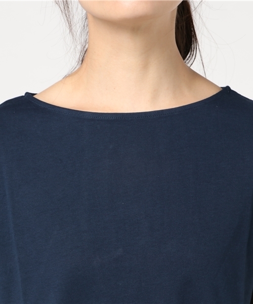 Honeys（ハニーズ）の「オーガニックコットン フレンチ袖ＡラインＴシャツ（Tシャツ/カットソー・レディース・ネイビー/オフホワイト/ブラック/グリーン/オレンジ/杢グレー/イエロー・S/M/LL/L）」の9枚目の写真