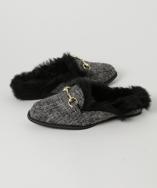 KOBE LETTUCE（コウベレタス）の「ビット金具ファーバブーシュフラットシューズ（その他シューズ・レディース・レッド系その他/ブラック/ブラック系その他/ベージュ・L/LL/M/S）」の7枚目の写真