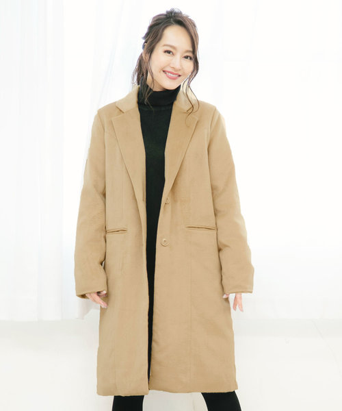 KOBE LETTUCE（コウベレタス）の「シンプルロングチェスターコート（チェスターコート・レディース・ホワイト系その他/ブラック系その他/グレー系その他/ベージュ系その他/ホワイト系その他2/ブラック系その他2/グレー系その他3/ベージュ系その他2・FREE）」の7枚目の写真