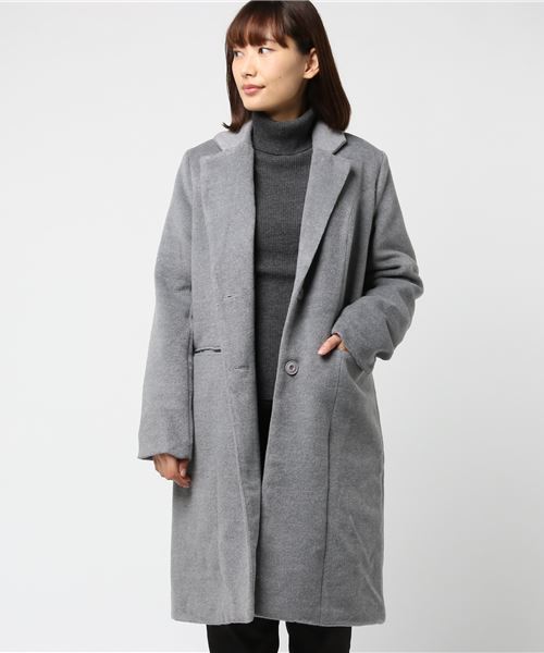 KOBE LETTUCE（コウベレタス）の「シンプルロングチェスターコート（チェスターコート・レディース・ホワイト系その他/ブラック系その他/グレー系その他/ベージュ系その他/ホワイト系その他2/ブラック系その他2/グレー系その他3/ベージュ系その他2・FREE）」の5枚目の写真