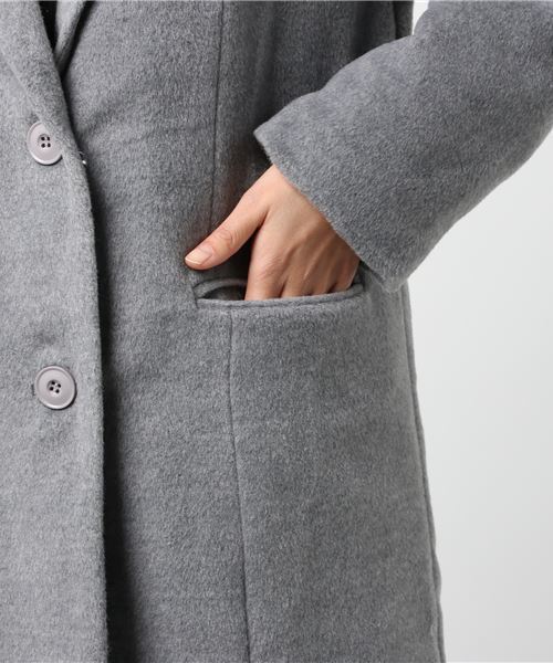 KOBE LETTUCE（コウベレタス）の「シンプルロングチェスターコート（チェスターコート・レディース・ホワイト系その他/ブラック系その他/グレー系その他/ベージュ系その他/ホワイト系その他2/ブラック系その他2/グレー系その他3/ベージュ系その他2・FREE）」の10枚目の写真