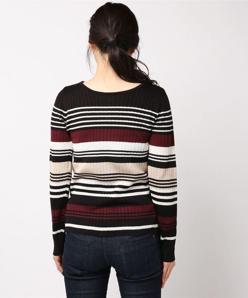 REAL CUBE（リアルキューブ）の「REAL CUBE ウォッシャブルWOOLマルチボーダーリブニット（ニット/セーター・レディース・グレー/ブラック・36/38）」の12枚目の写真