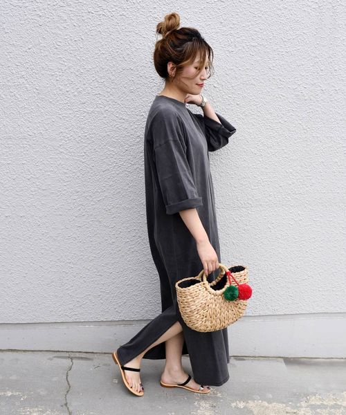 Khaju（カージュ）の「Khaju:ビッグTEEワンピース◇（ワンピース・レディース・ベージュ/ピンク/ブラック・ONE SIZE）」の7枚目の写真