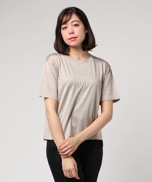 un dix cors（アンディコール）の「シルケット天竺Tシャツ（Tシャツ/カットソー・レディース・ホワイト/ライトベージュ/ネイビー/パープル・ﾌﾘ-）」の3枚目の写真