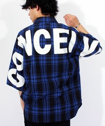 ８(eight) | チェック ビッグシャツ ビッグシルエット バッグプリント(シャツ/ブラウス)