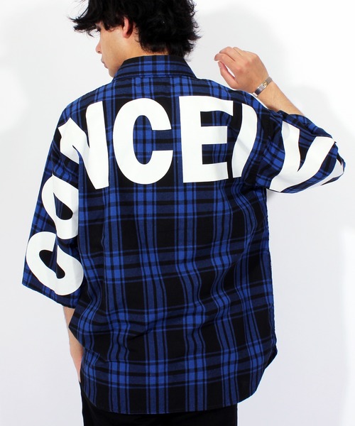 8(eight)(エイト)の「チェック ビッグシャツ ビッグシルエット バッグプリント(シャツ/ブラウス・メンズ・ブラック/レッド/ブルー・MEDIUM/LARGE)」の2枚目の写真