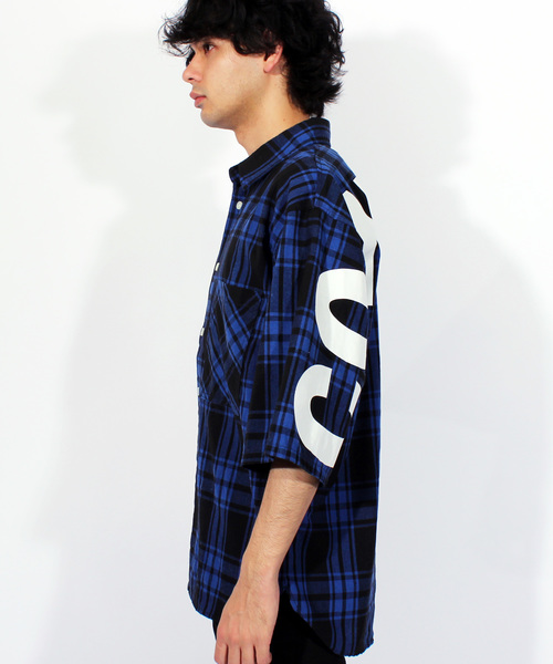 8(eight)(エイト)の「チェック ビッグシャツ ビッグシルエット バッグプリント(シャツ/ブラウス・メンズ・ブラック/レッド/ブルー・MEDIUM/LARGE)」の7枚目の写真