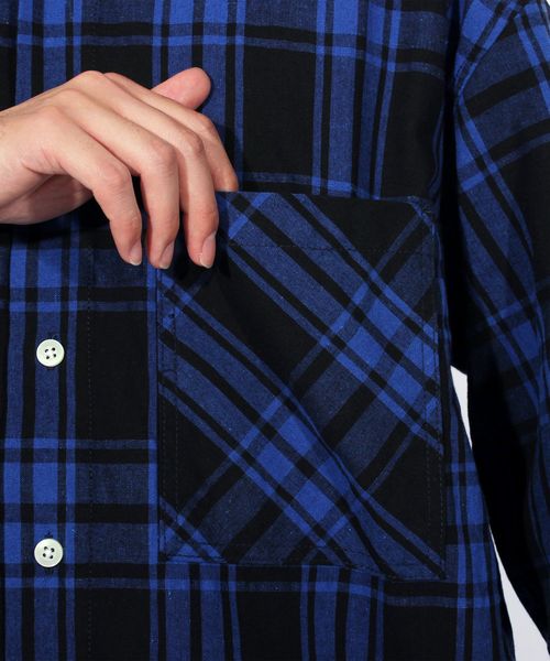 8(eight)(エイト)の「チェック ビッグシャツ ビッグシルエット バッグプリント(シャツ/ブラウス・メンズ・ブラック/レッド/ブルー・MEDIUM/LARGE)」の15枚目の写真