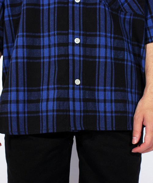 8(eight)(エイト)の「チェック ビッグシャツ ビッグシルエット バッグプリント(シャツ/ブラウス・メンズ・ブラック/レッド/ブルー・MEDIUM/LARGE)」の16枚目の写真