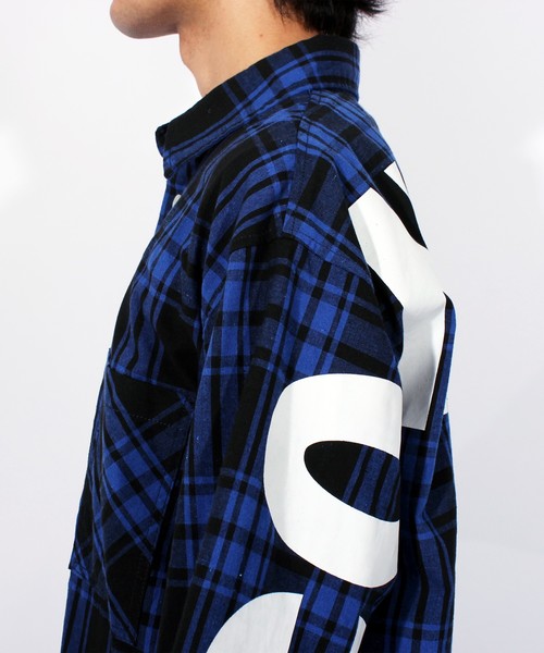 8(eight)(エイト)の「チェック ビッグシャツ ビッグシルエット バッグプリント(シャツ/ブラウス・メンズ・ブラック/レッド/ブルー・MEDIUM/LARGE)」の18枚目の写真