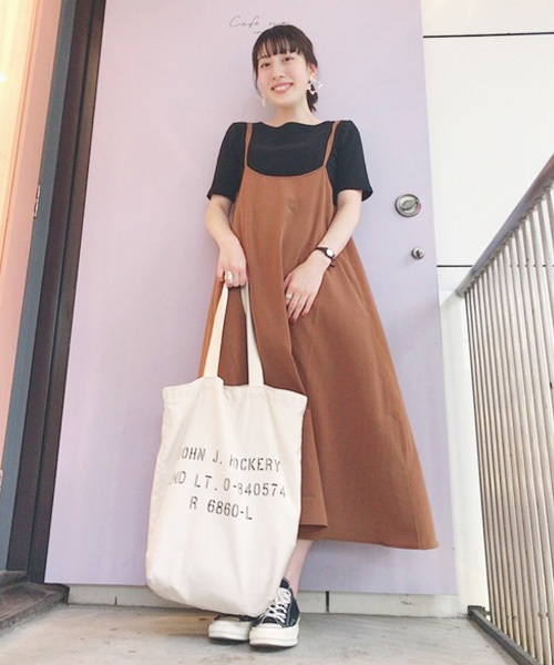 earth music&ecology（アースミュージックアンドエコロジー）の「SET2点 キャミワンピース+リブプルオーバー ○（ワンピース・レディース・ブラック/ドット/ライトブラウン・FREE）」の2枚目の写真