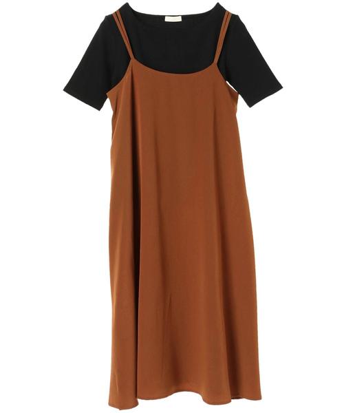 earth music&ecology（アースミュージックアンドエコロジー）の「SET2点 キャミワンピース+リブプルオーバー ○（ワンピース・レディース・ブラック/ドット/ライトブラウン・FREE）」の5枚目の写真