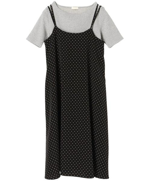 earth music&ecology（アースミュージックアンドエコロジー）の「SET2点 キャミワンピース+リブプルオーバー ○（ワンピース・レディース・ブラック/ドット/ライトブラウン・FREE）」の6枚目の写真