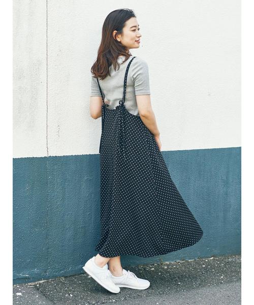 earth music&ecology（アースミュージックアンドエコロジー）の「SET2点 キャミワンピース+リブプルオーバー ○（ワンピース・レディース・ブラック/ドット/ライトブラウン・FREE）」の7枚目の写真
