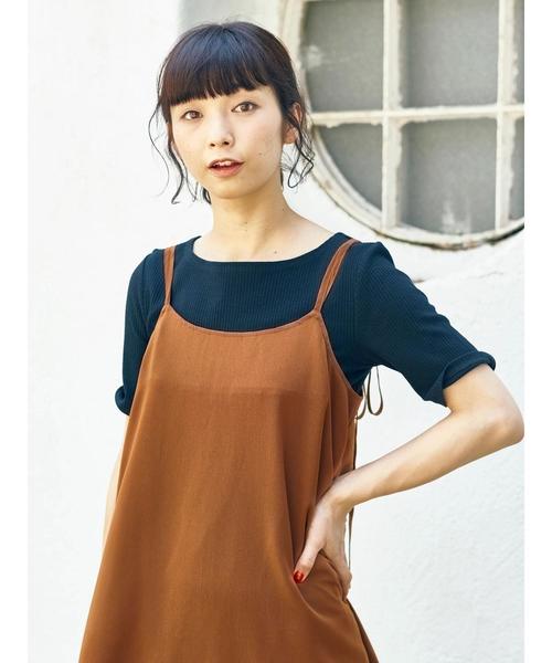 earth music&ecology（アースミュージックアンドエコロジー）の「SET2点 キャミワンピース+リブプルオーバー ○（ワンピース・レディース・ブラック/ドット/ライトブラウン・FREE）」の9枚目の写真