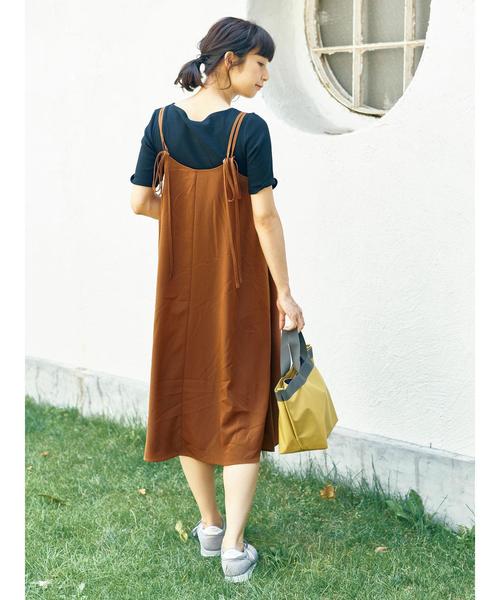 earth music&ecology（アースミュージックアンドエコロジー）の「SET2点 キャミワンピース+リブプルオーバー ○（ワンピース・レディース・ブラック/ドット/ライトブラウン・FREE）」の12枚目の写真