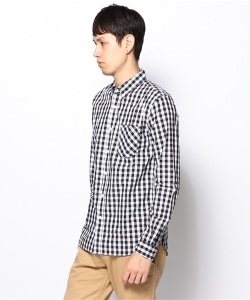 WEGO(ウィゴー)の「WEGO/ギンガムチェックシャツ(シャツ/ブラウス・メンズ・ブラック/グリーン/パープル・MEDIUM/LARGE)」の5枚目の写真