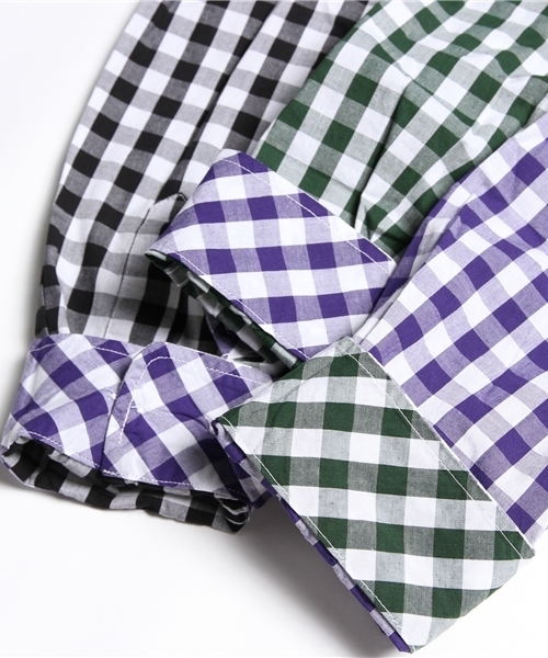 WEGO(ウィゴー)の「WEGO/ギンガムチェックシャツ(シャツ/ブラウス・メンズ・ブラック/グリーン/パープル・MEDIUM/LARGE)」の11枚目の写真