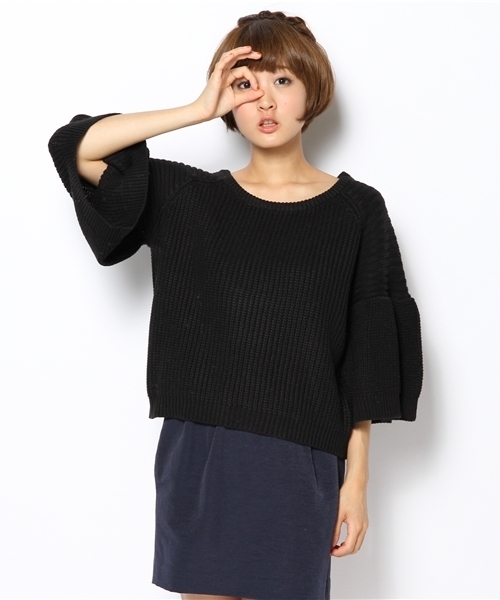 mystic（ミスティック）の「袖フリルあぜP/O（ニット/セーター・レディース・ブラック/ミント/キャメル/アイボリー/ブルー・ﾌﾘ-）」の4枚目の写真