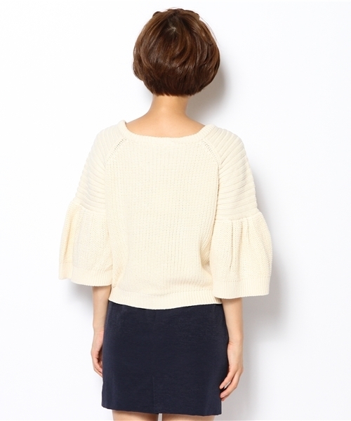 mystic（ミスティック）の「袖フリルあぜP/O（ニット/セーター・レディース・ブラック/ミント/キャメル/アイボリー/ブルー・ﾌﾘ-）」の7枚目の写真