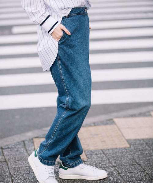 Munich（ミューニック）の「10.5ozデニムテーパードパンツ（デニムパンツ・レディース・ネイビー/ブルー・S/M/XS）」の4枚目の写真