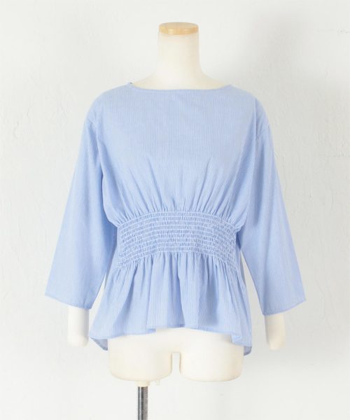 titivate(ティティベイト)の「ウエストシャーリングブラウス(シャツ/ブラウス・レディース・ネイビー/オフホワイト/ブルー系その他/キャメル・S/M/L)」の8枚目の写真