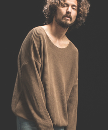 Jih Nunc | mn1904-ルーズネックワイドシルエットワッフルニット(ニット/セーター)