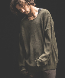 Jih Nunc | mn1904-ルーズネックワイドシルエットワッフルニット(ニット/セーター)