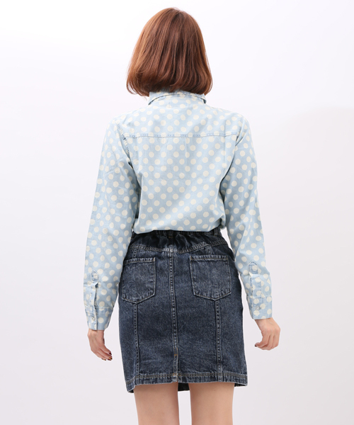 WEGO（ウィゴー）の「WEGO/デニム切替えスカート（デニムスカート・レディース・インディゴブルー/ライトインディゴブルー・FREE）」の10枚目の写真