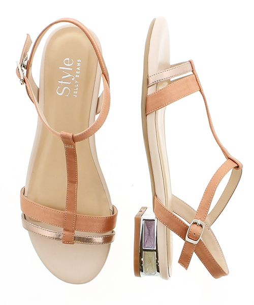 JELLY BEANS（ジェリービーンズ）の「Tストラップヒールコンシャスサンダル(204-2392)JELLY BEANS(ジェリービーンズ)（サンダル・レディース・ブラック/ネイビー/ピンク/イエロー・LL/S/M/L）」の4枚目の写真