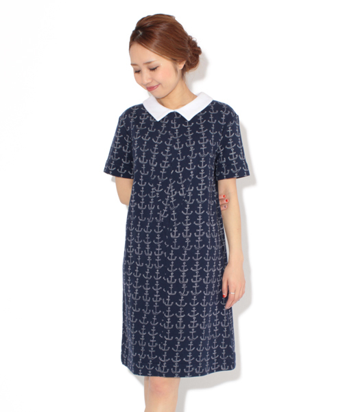 Ray BEAMS（レイビームス）の「○PETER JENSEN×Ray BEAMS / 別注 アンカードレス（ワンピース・レディース・ホワイト/ネイビー・ONE SIZE）」の2枚目の写真