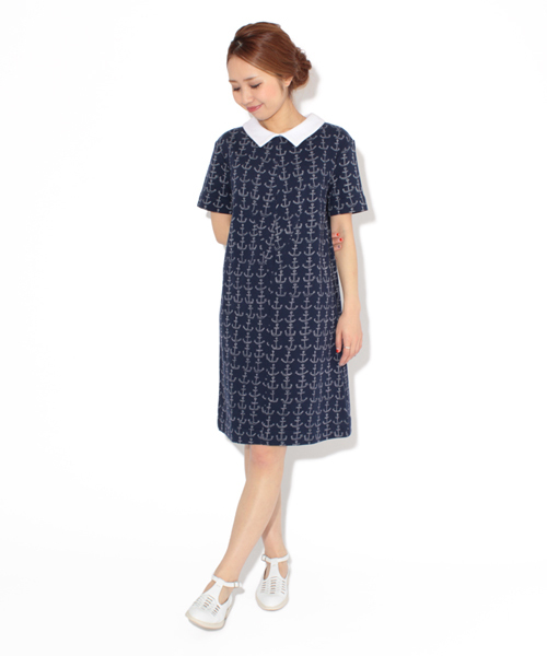 Ray BEAMS（レイビームス）の「○PETER JENSEN×Ray BEAMS / 別注 アンカードレス（ワンピース・レディース・ホワイト/ネイビー・ONE SIZE）」の9枚目の写真