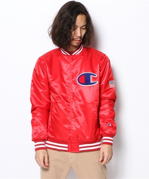 Champion（チャンピオン）の「WEGO/Championスタジャン（スタジャン・メンズ・ブラック/レッド・MEDIUM/LARGE）」の3枚目の写真