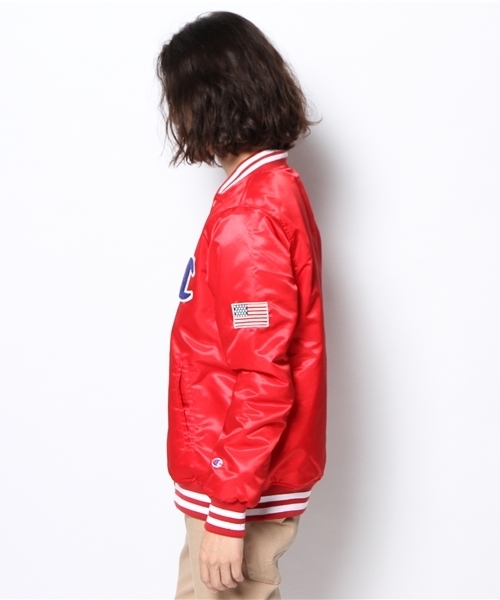 Champion（チャンピオン）の「WEGO/Championスタジャン（スタジャン・メンズ・ブラック/レッド・MEDIUM/LARGE）」の4枚目の写真