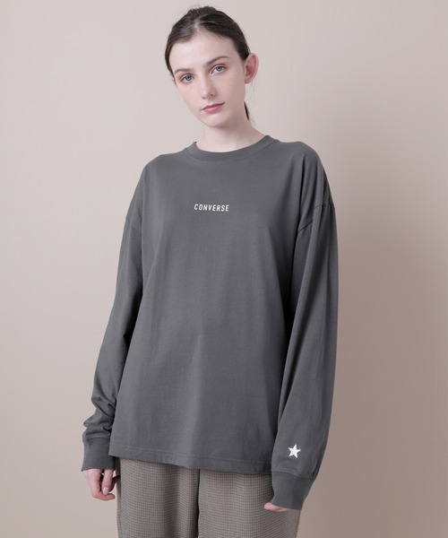 CONVERSE（コンバース）の「CONVERSE/コンバース EMMA CLOTHES 別注 ビッグシルエット ロゴ カットソー(袖刺繍)（Tシャツ/カットソー・メンズ・ホワイト/ブラック/ベージュ/パープル/ボルドー/チャコール・FREE）」の15枚目の写真