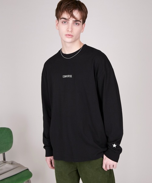 CONVERSE（コンバース）の「CONVERSE/コンバース EMMA CLOTHES 別注 ビッグシルエット ロゴ カットソー(袖刺繍)（Tシャツ/カットソー・メンズ・ホワイト/ブラック/ベージュ/パープル/ボルドー/チャコール・FREE）」の10枚目の写真