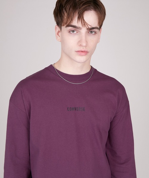 CONVERSE（コンバース）の「CONVERSE/コンバース EMMA CLOTHES 別注 ビッグシルエット ロゴ カットソー(袖刺繍)（Tシャツ/カットソー・メンズ・ホワイト/ブラック/ベージュ/パープル/ボルドー/チャコール・FREE）」の20枚目の写真