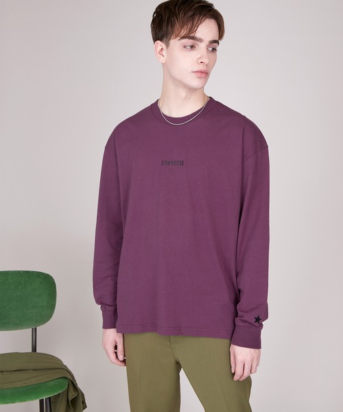 CONVERSE（コンバース）の「CONVERSE/コンバース EMMA CLOTHES 別注 ビッグシルエット ロゴ カットソー(袖刺繍)（Tシャツ/カットソー・メンズ・ホワイト/ブラック/ベージュ/パープル/ボルドー/チャコール・FREE）」の21枚目の写真