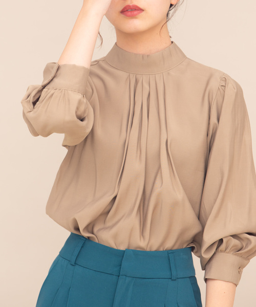 Aunt Marie's（アントマリーズ）の「AUNT MARIE'S タックハイネックブラウス（シャツ/ブラウス・レディース・ブラック/ベージュ/ナチュラル・FREE）」の8枚目の写真