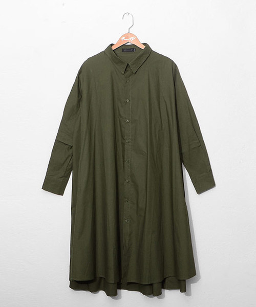 MinoriTY（マイノリティ）の「【MinoriTY】フレアロングシャツ 長袖シャツ ビッグシルエット スプリングコート コートシャツ（シャツ/ブラウス・メンズ・ブラック/ベージュ/カーキ/ホワイト/カーキ系/ブラック系/グレー系・M/L）」の8枚目の写真