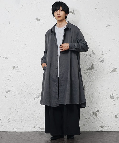 MinoriTY（マイノリティ）の「【MinoriTY】フレアロングシャツ 長袖シャツ ビッグシルエット スプリングコート コートシャツ（シャツ/ブラウス・メンズ・ブラック/ベージュ/カーキ/ホワイト/カーキ系/ブラック系/グレー系・M/L）」の20枚目の写真