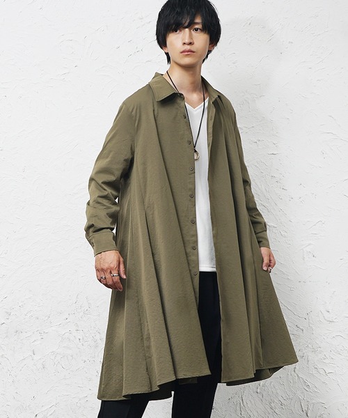 MinoriTY（マイノリティ）の「【MinoriTY】フレアロングシャツ 長袖シャツ ビッグシルエット スプリングコート コートシャツ（シャツ/ブラウス・メンズ・ブラック/ベージュ/カーキ/ホワイト/カーキ系/ブラック系/グレー系・M/L）」の17枚目の写真