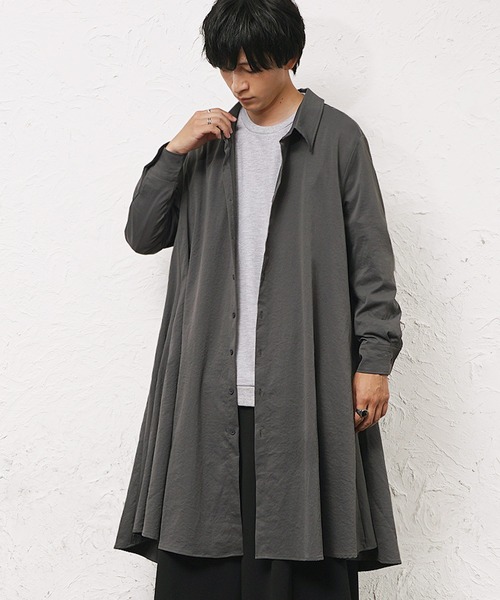 MinoriTY（マイノリティ）の「【MinoriTY】フレアロングシャツ 長袖シャツ ビッグシルエット スプリングコート コートシャツ（シャツ/ブラウス・メンズ・ブラック/ベージュ/カーキ/ホワイト/カーキ系/ブラック系/グレー系・M/L）」の18枚目の写真