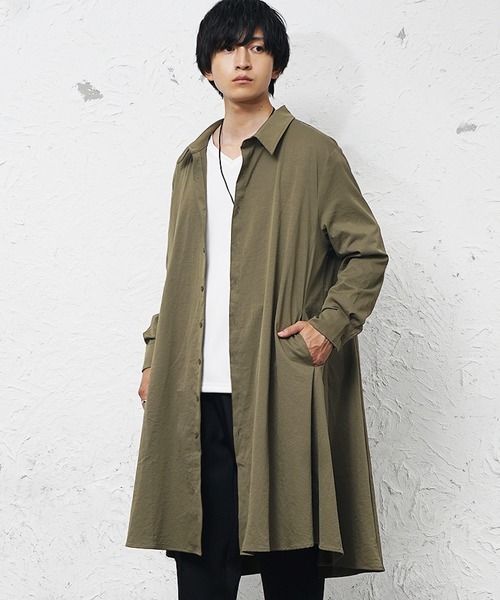 MinoriTY（マイノリティ）の「【MinoriTY】フレアロングシャツ 長袖シャツ ビッグシルエット スプリングコート コートシャツ（シャツ/ブラウス・メンズ・ブラック/ベージュ/カーキ/ホワイト/カーキ系/ブラック系/グレー系・M/L）」の19枚目の写真